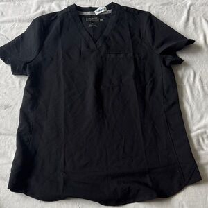 Fabletics V-Neck Black Short Sleeve Scrubs Top